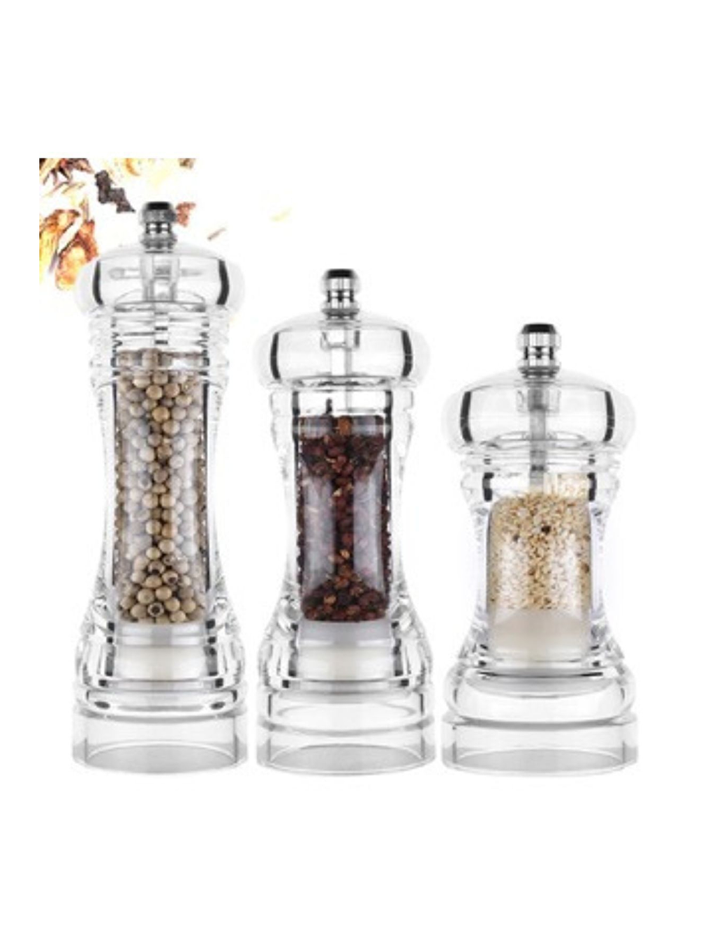 Renksiz Akrilik Baharat Öğütücüsü 14 cm 2 Adet-2