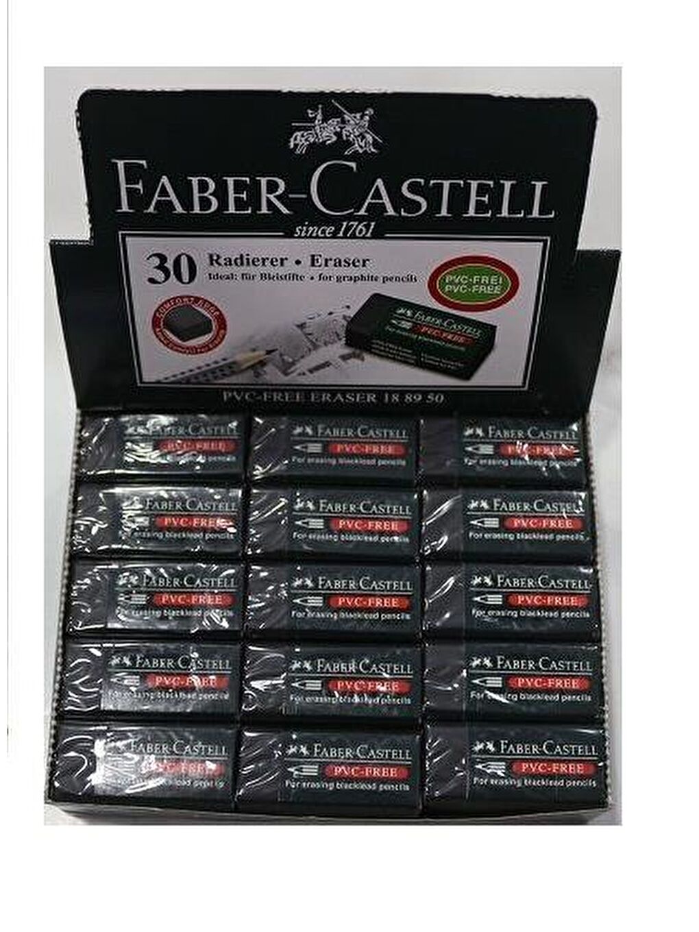 FABER CASTELL Küçük Boy Pvc Free SİYAH Silgi No:30 ( 30 Adet )