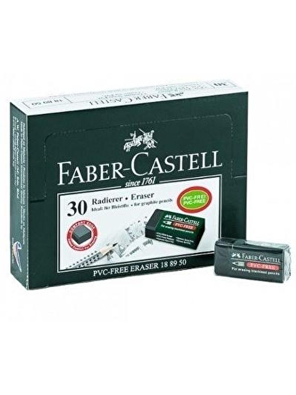 FABER CASTELL Küçük Boy Pvc Free SİYAH Silgi No:30 ( 30 Adet ) - 1