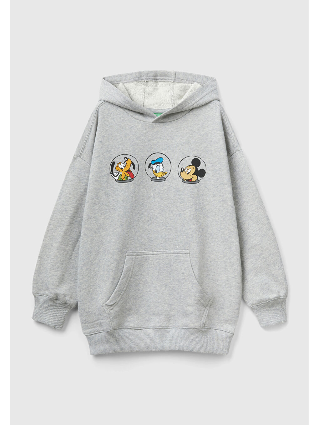 Erkek Çocuk Gri Melanj Karakter Baskılı Önü Cepli Sweatshirt