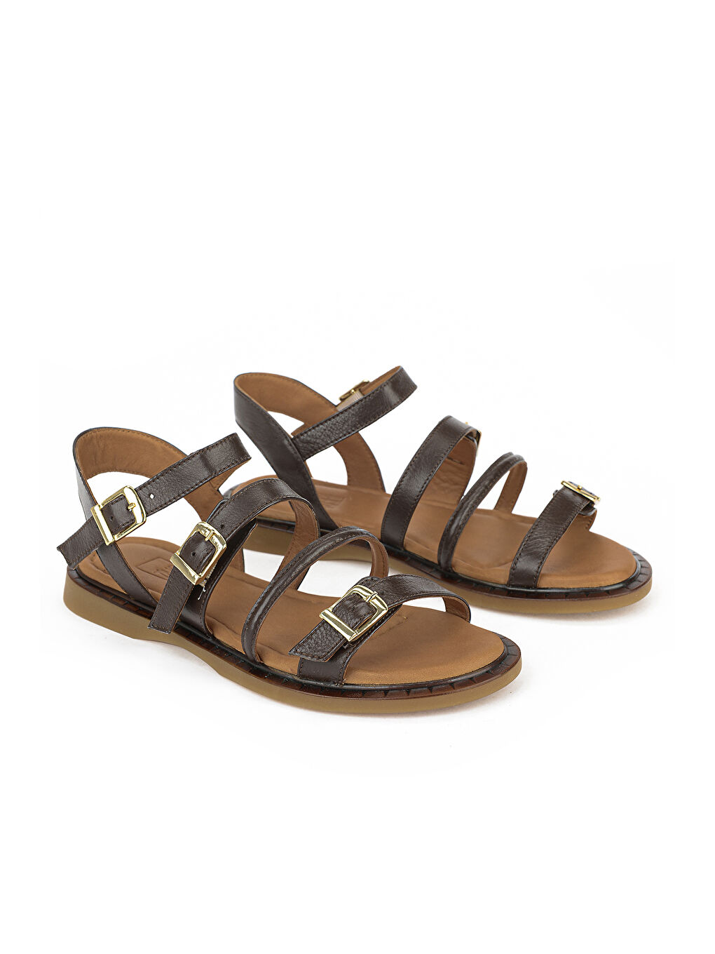 Kahverengi Kadın Hakiki Deri Sandalet 1611047Z26625 Kahve-1