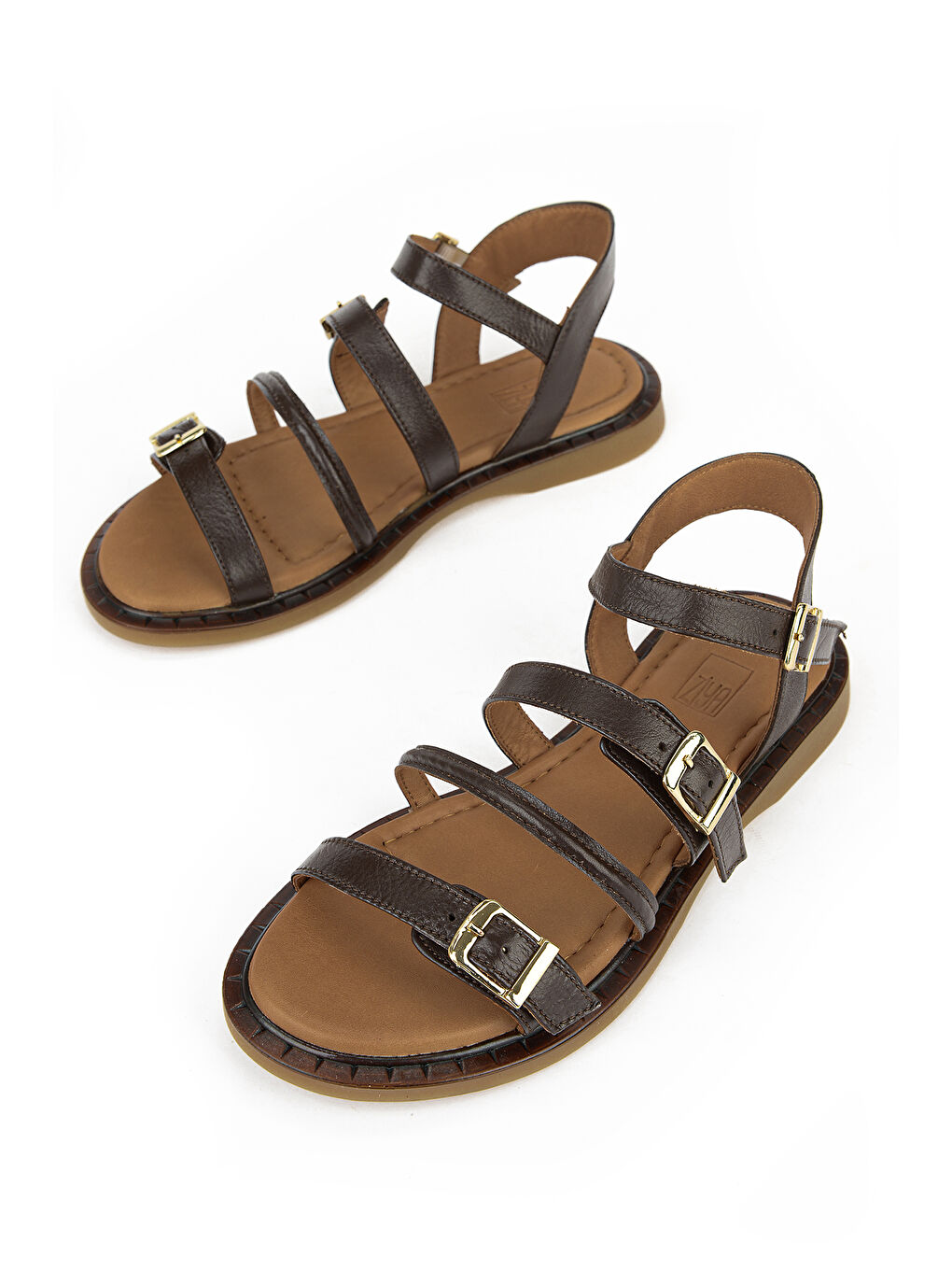Kahverengi Kadın Hakiki Deri Sandalet 1611047Z26625 Kahve-4