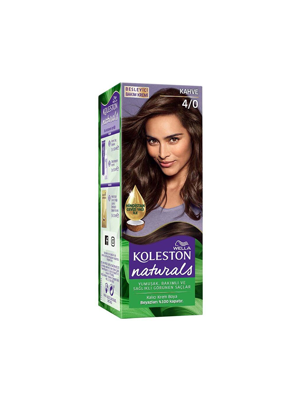 Wella Kahverengi-Siyah Koleston Naturals Saç Boyası 4/0 Kahve - 1