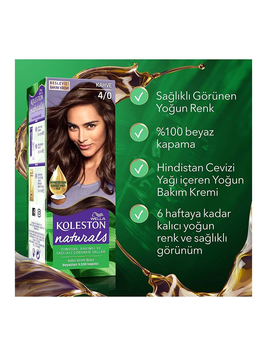 Wella Kahverengi-Siyah Koleston Naturals Saç Boyası 4/0 Kahve - 6