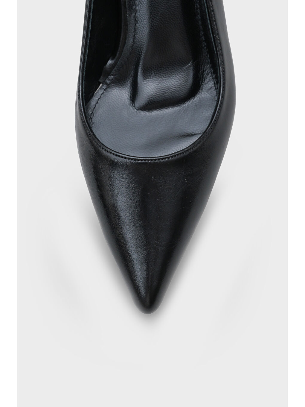 Siyah Veronica Orta Topuklu Sivri Burunlu Hakiki Deri Astar Kadın Stiletto-2