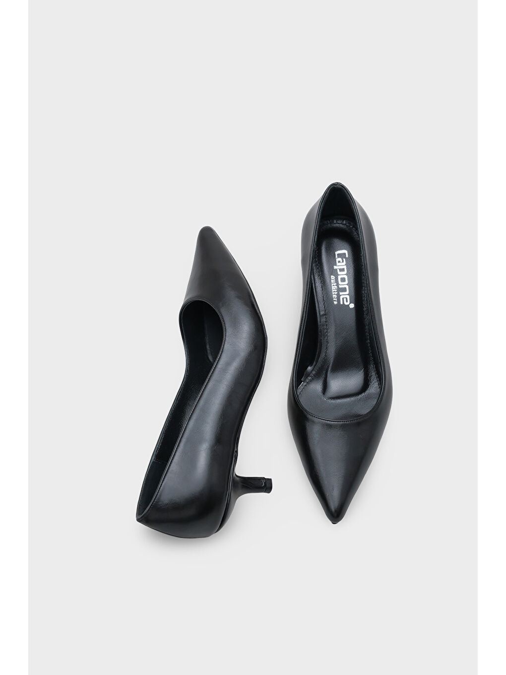 Siyah Veronica Orta Topuklu Sivri Burunlu Hakiki Deri Astar Kadın Stiletto-4