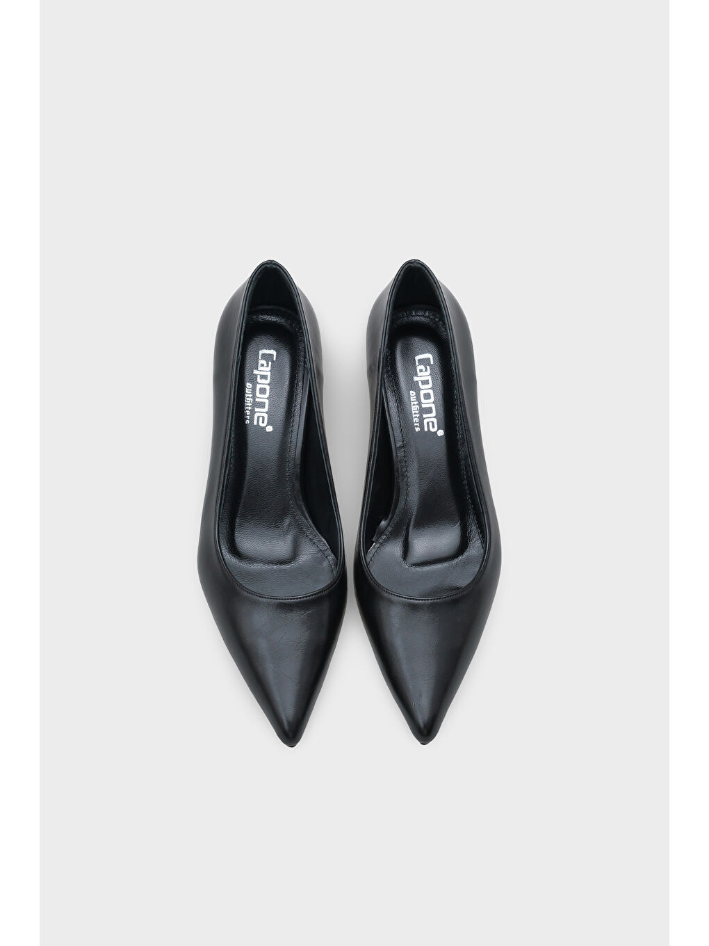 Siyah Veronica Orta Topuklu Sivri Burunlu Hakiki Deri Astar Kadın Stiletto-5