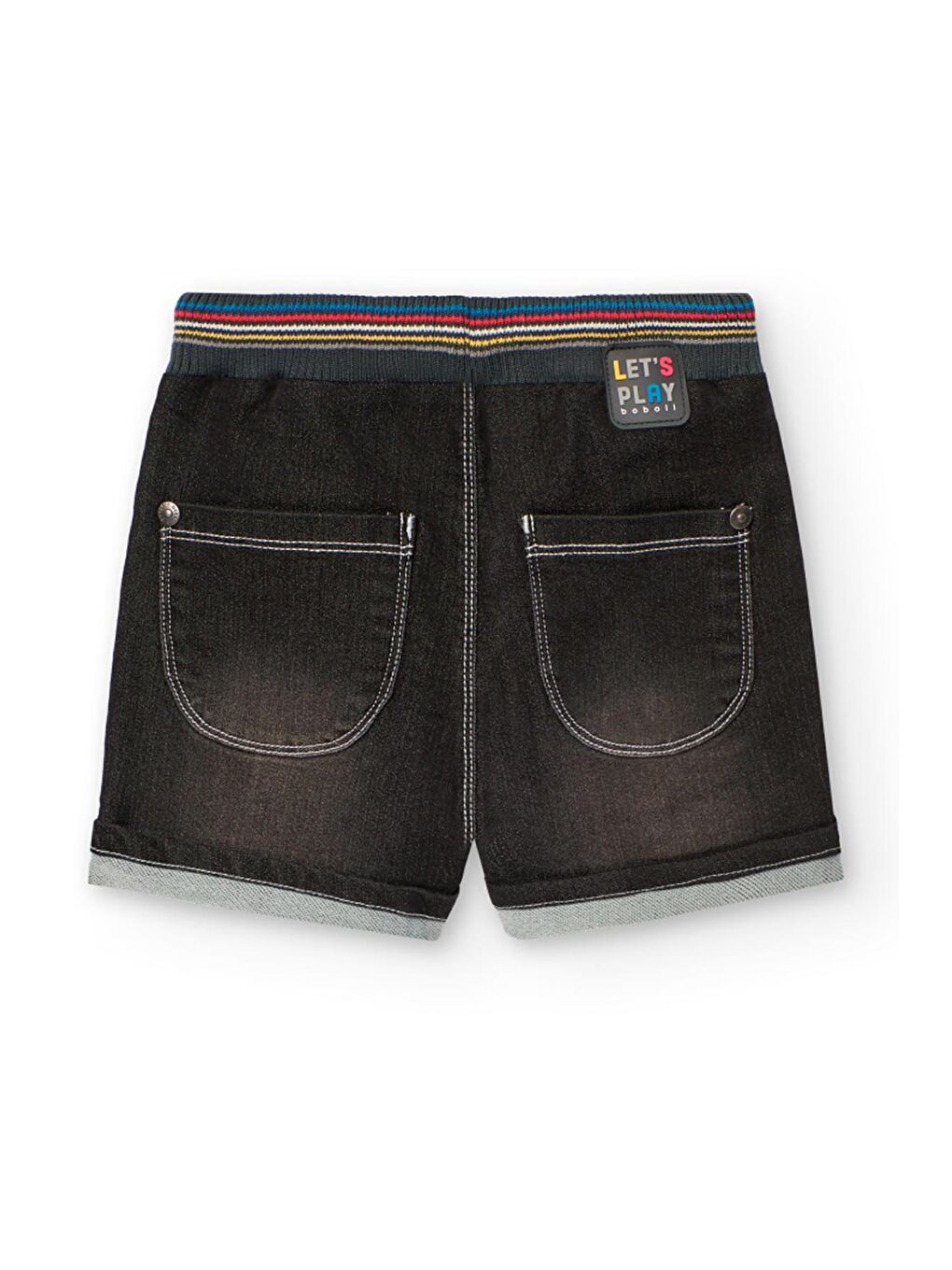 Siyah Born To Ride Baskılı Erkek Çocuk Denim Şort-2