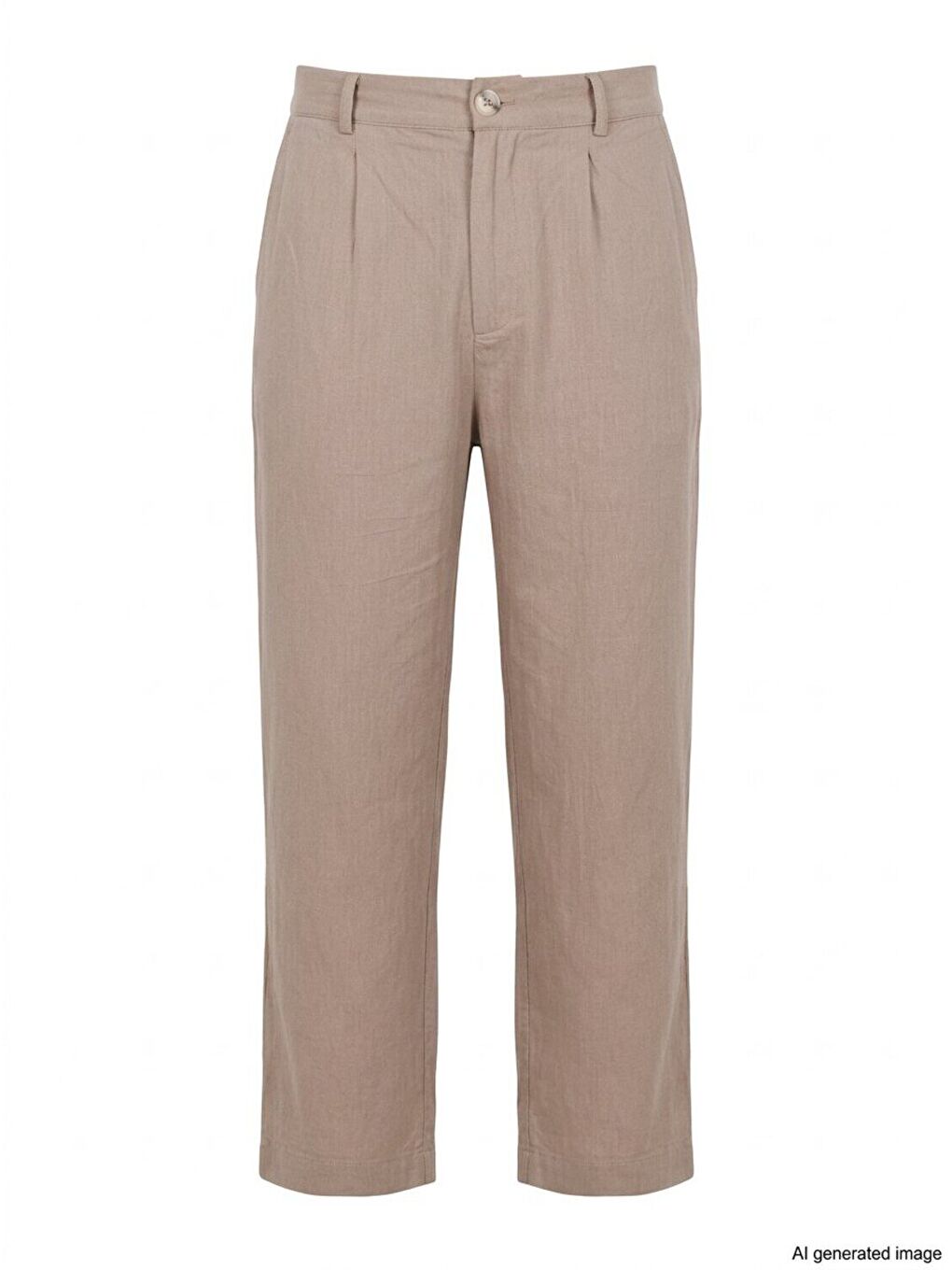 Bej Fyfaha Bol Paça Erkek Vizon Keten Pantolon