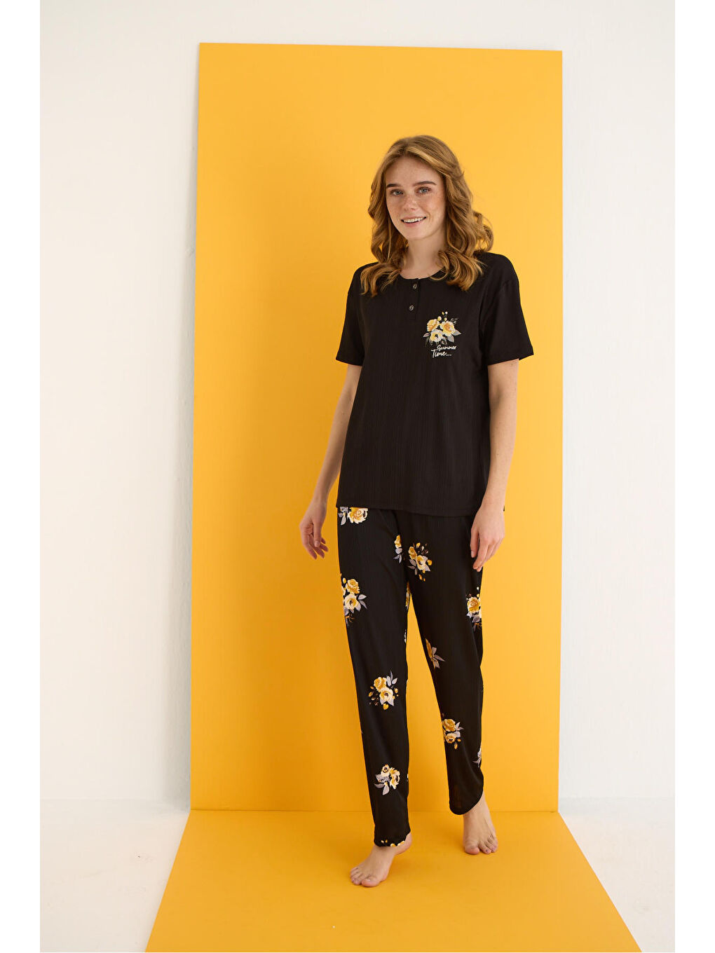 Sarı Pegasus Pijama Takımı 7011-9-1