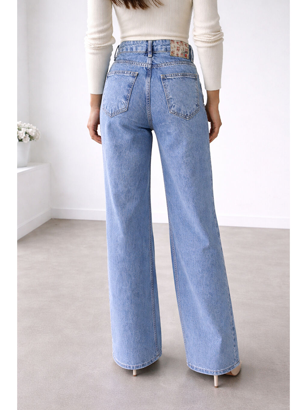 Geniş Paça Mavi Jean-1