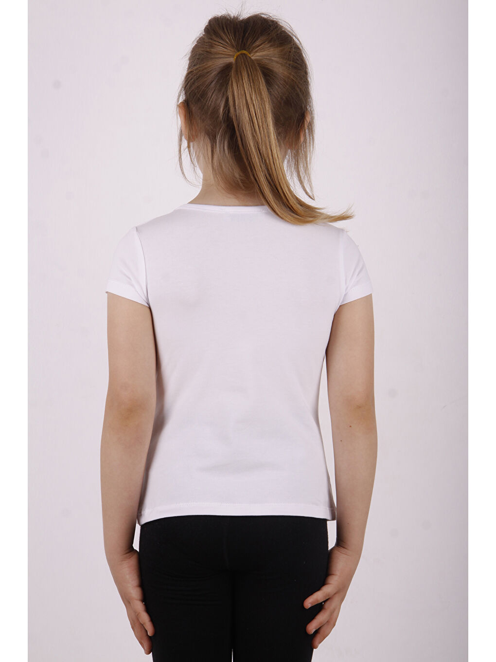 Beyaz Kız Çocuk Kalpli Tavşan Baskılı Tişört-2