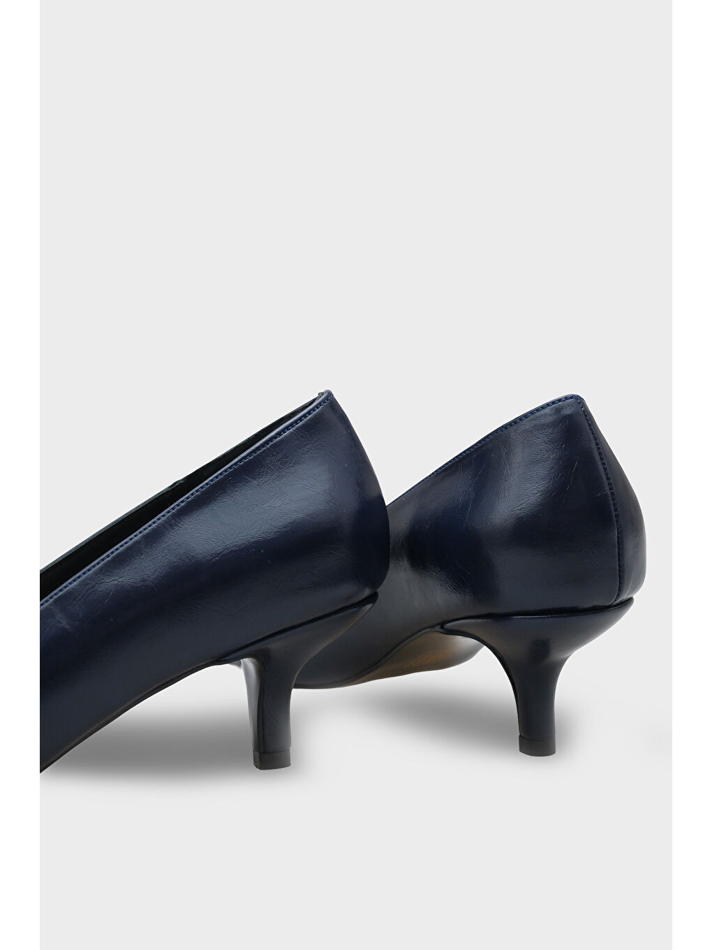 Lacivert Veronica Orta Topuklu Sivri Burunlu Hakiki Deri Astar Kadın Stiletto-3