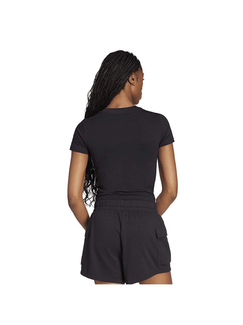 Essentials 3-Stripes Slim Baby Kadın Siyah Yuvarlak Yaka Tişört-1