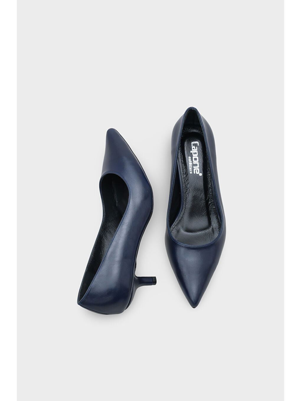 Lacivert Veronica Orta Topuklu Sivri Burunlu Hakiki Deri Astar Kadın Stiletto-4