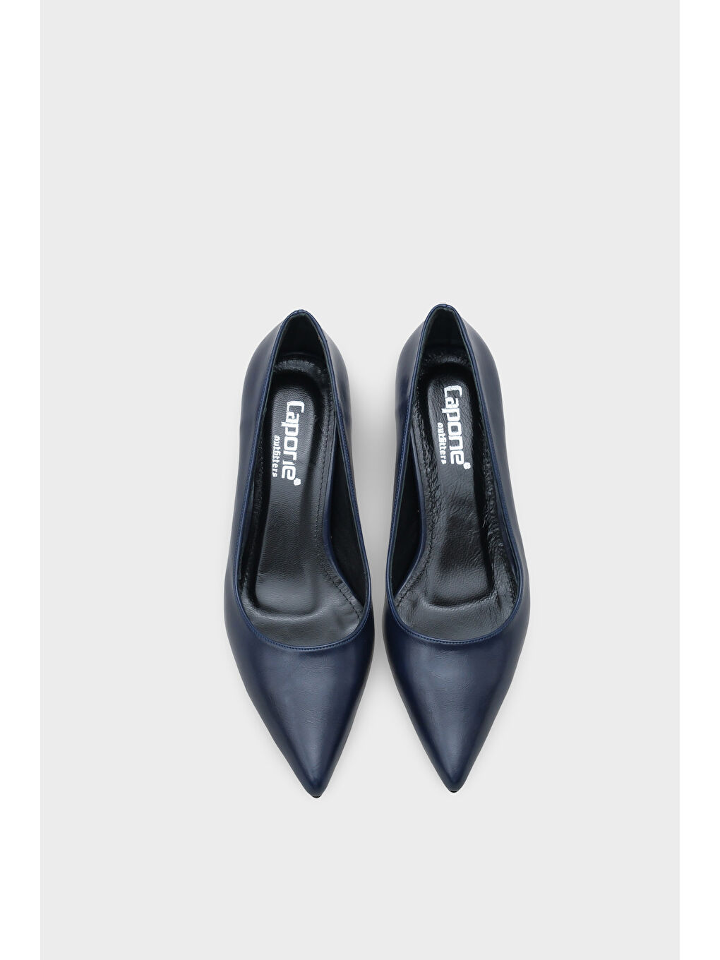 Lacivert Veronica Orta Topuklu Sivri Burunlu Hakiki Deri Astar Kadın Stiletto-5