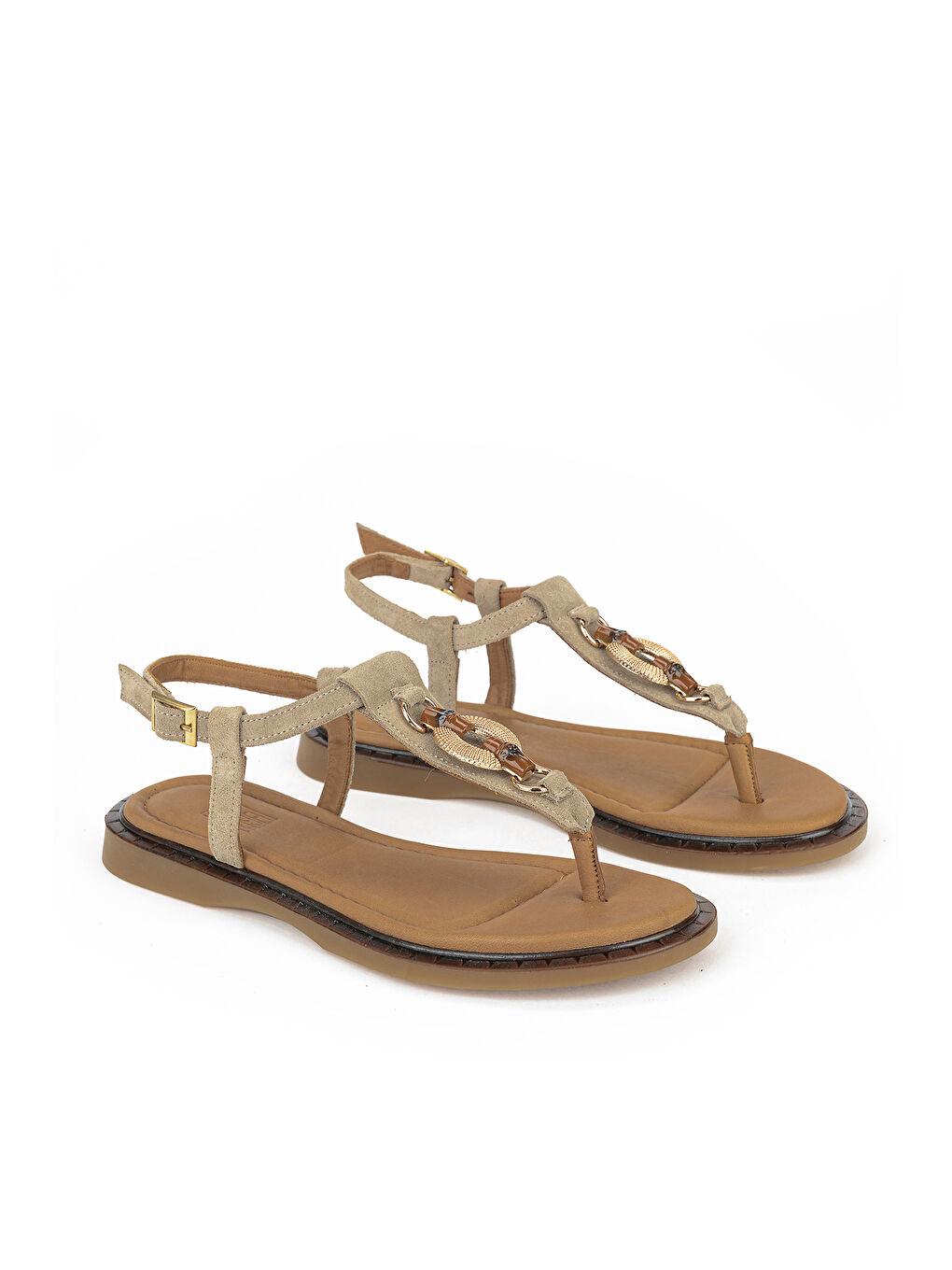 Bej Kadın Hakiki Deri Sandalet 1611047Z26684 Vizon-1