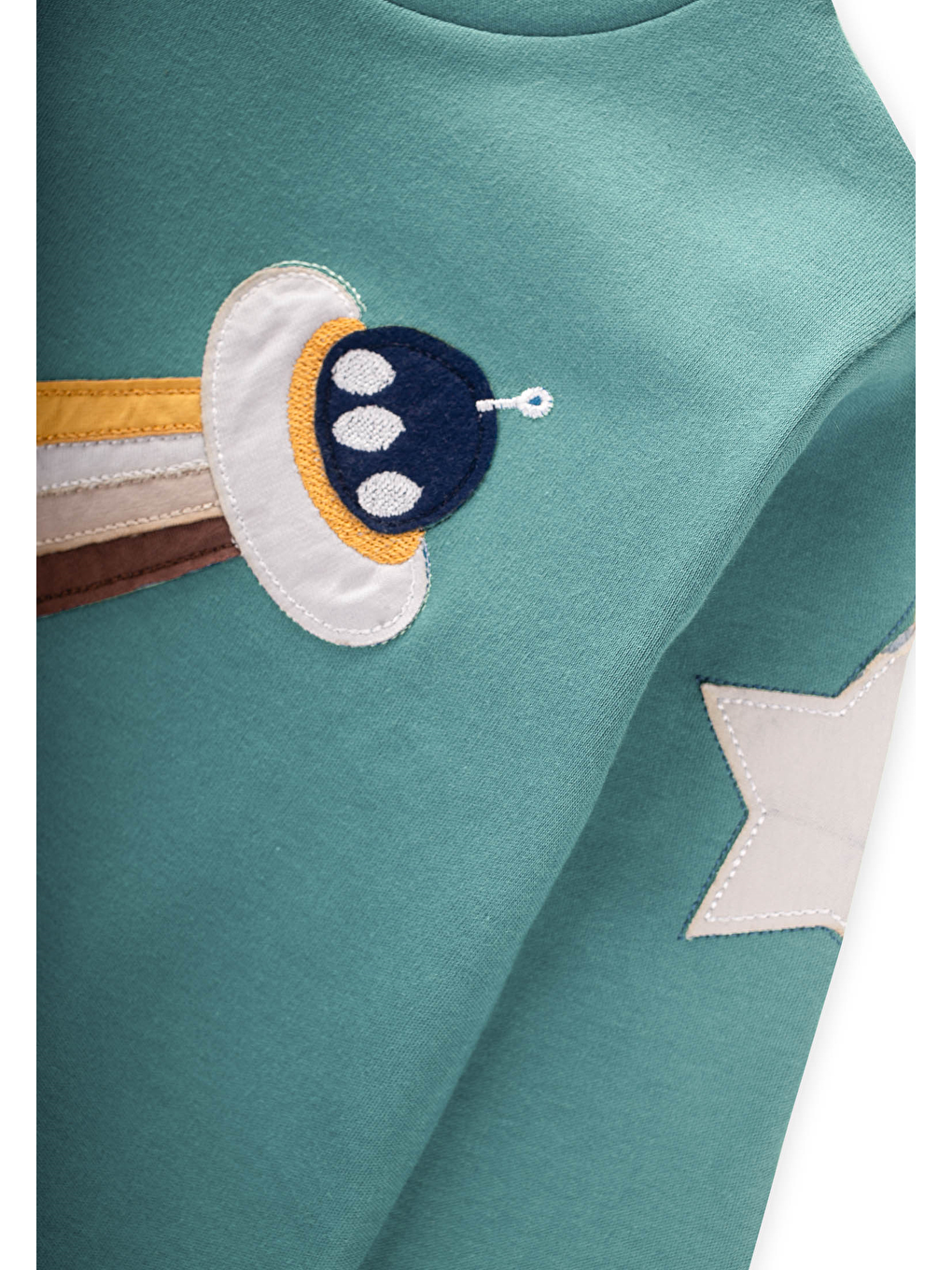 Uzay Aracı Aplikeli Pijama Takım 2-8 Yaş Yeşil-2