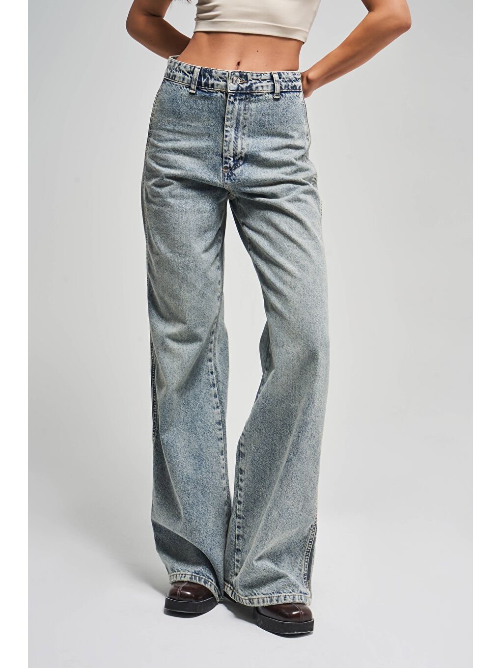 Mavi Kadın T.Kot Rengi 4S5-32 Loose Fit %100 Pamuk Yandan Detaylı Denim Jean