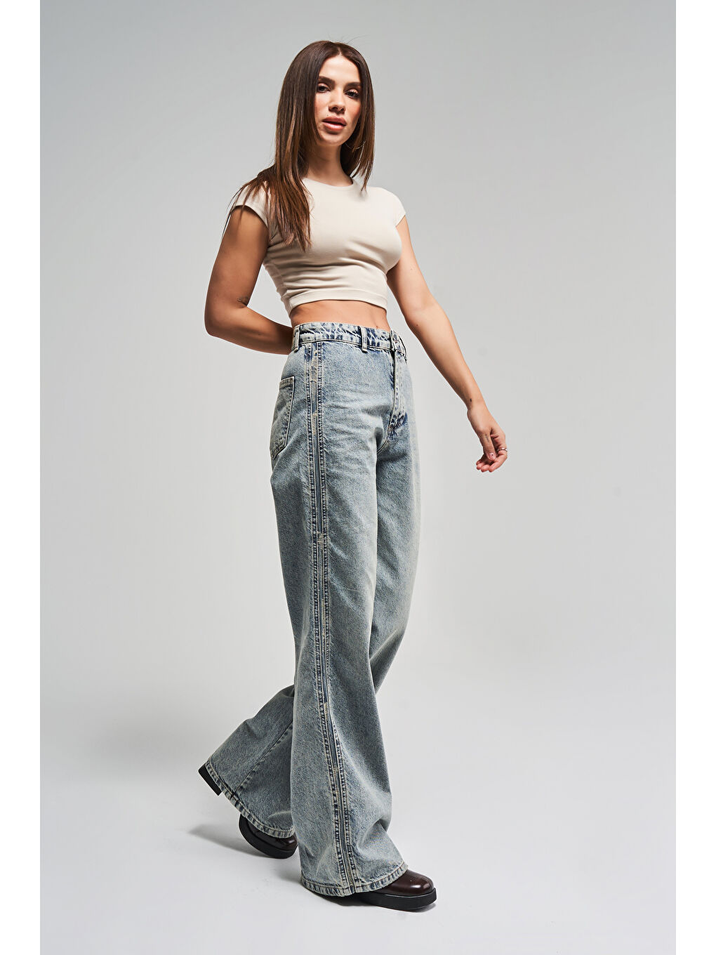 Mavi Kadın T.Kot Rengi 4S5-32 Loose Fit %100 Pamuk Yandan Detaylı Denim Jean-1