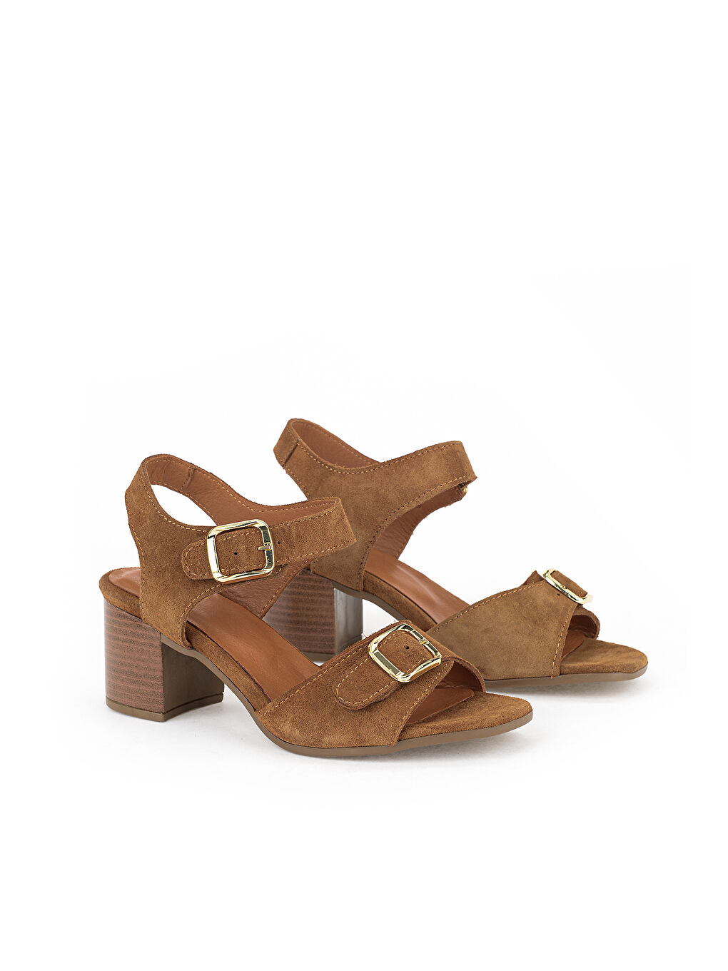 Kahverengi Kadın Hakiki Deri Topuklu Sandalet 1611050Z8416 Taba-1