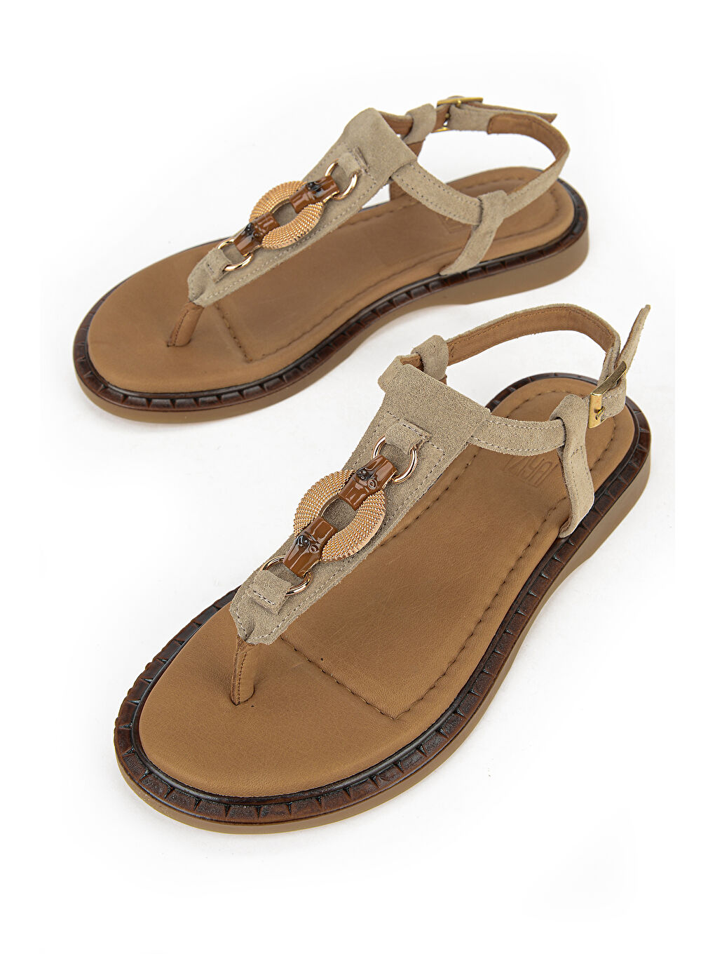 Bej Kadın Hakiki Deri Sandalet 1611047Z26684 Vizon-4