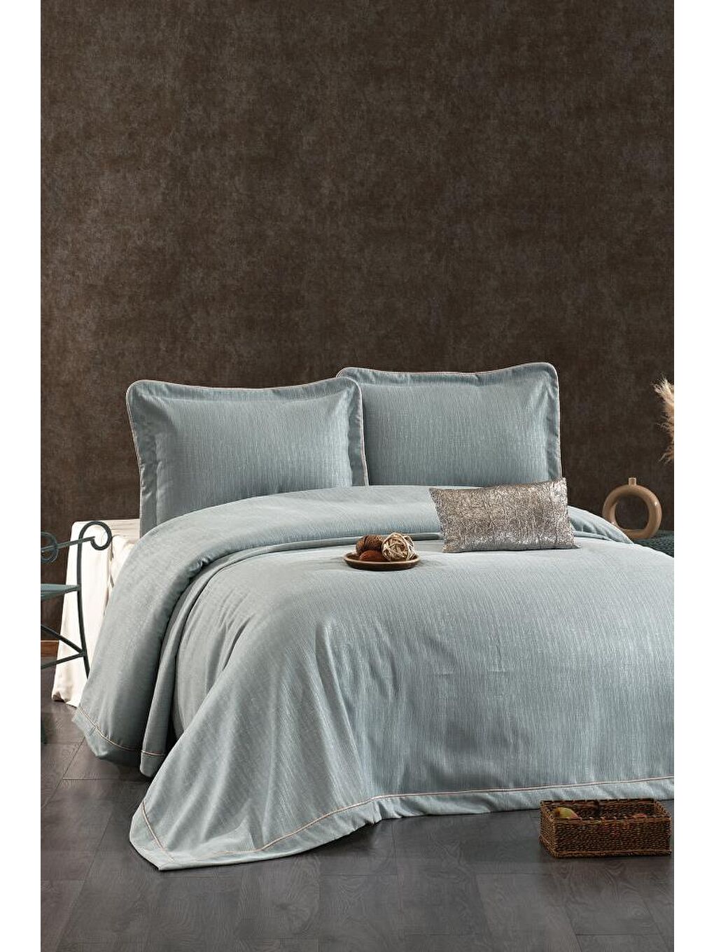 Evita Şönil Çift Kişilik Yatak Örtüsü 260x260 cm Turkuaz