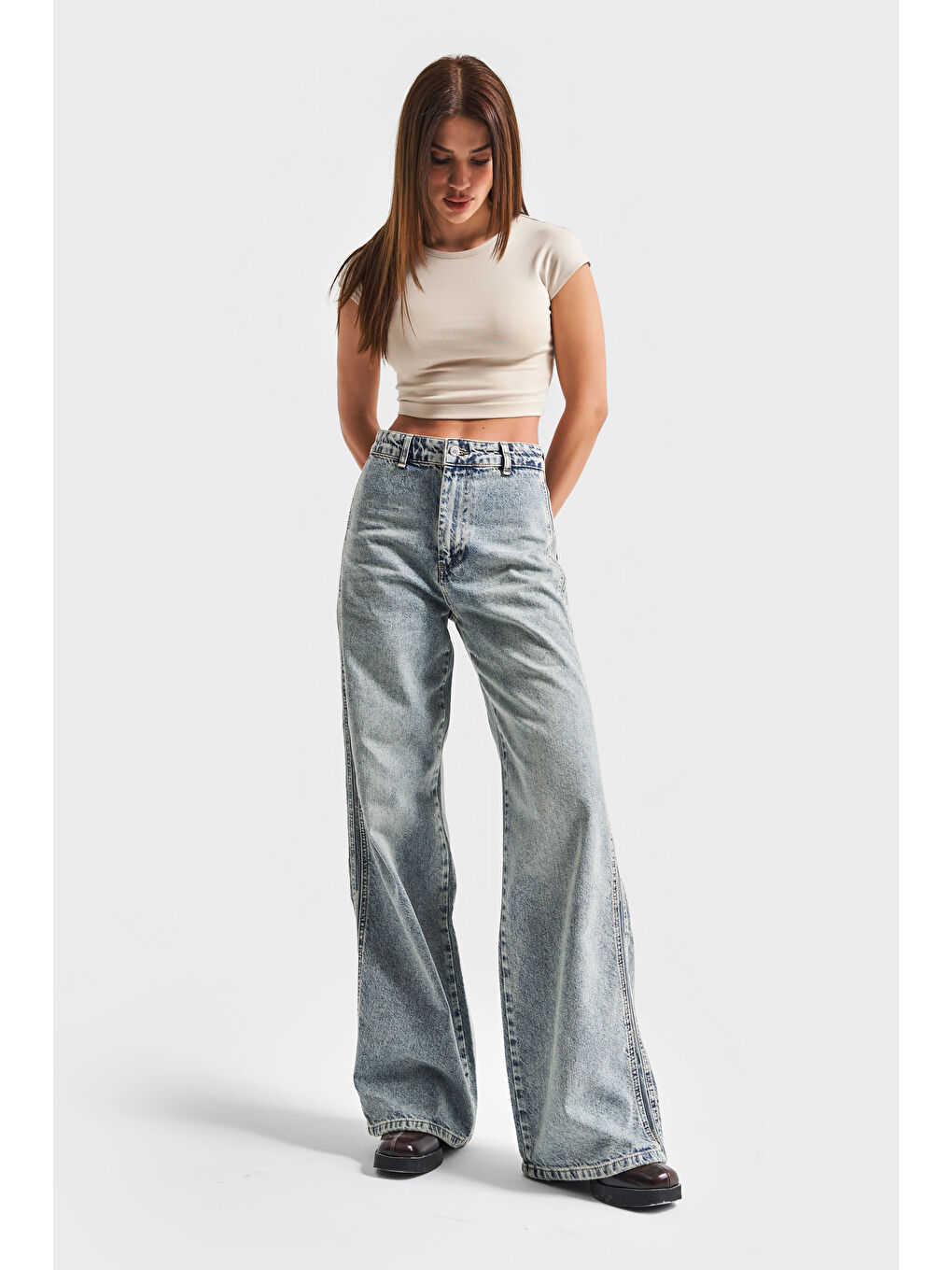 Mavi Kadın T.Kot Rengi 4S5-32 Loose Fit %100 Pamuk Yandan Detaylı Denim Jean-3