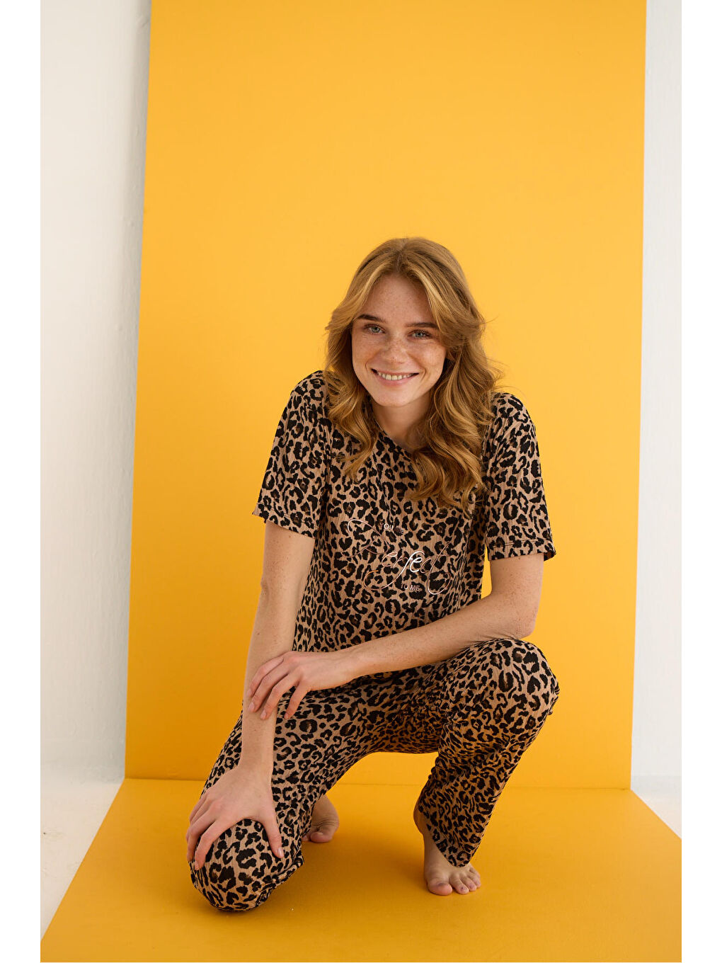 Kahverengi Zincir Pijama Takımı 7021-10-1