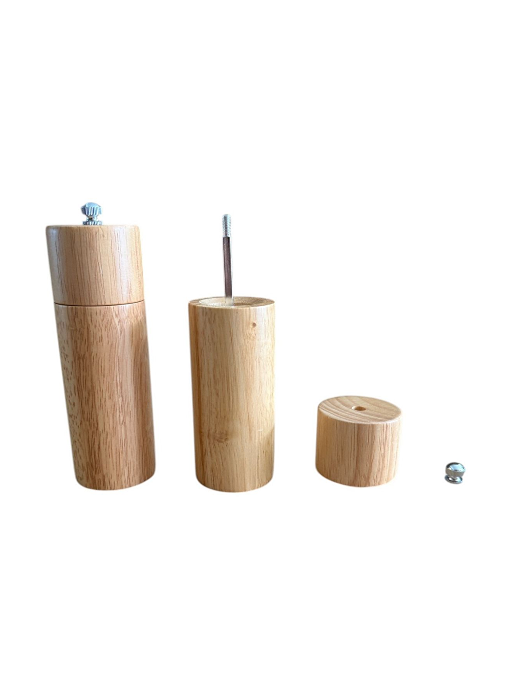 Ekru Bambu Ahşap Gövdeli Baharat Öğütücüsü 16 cm - 2 Adet - 377-5