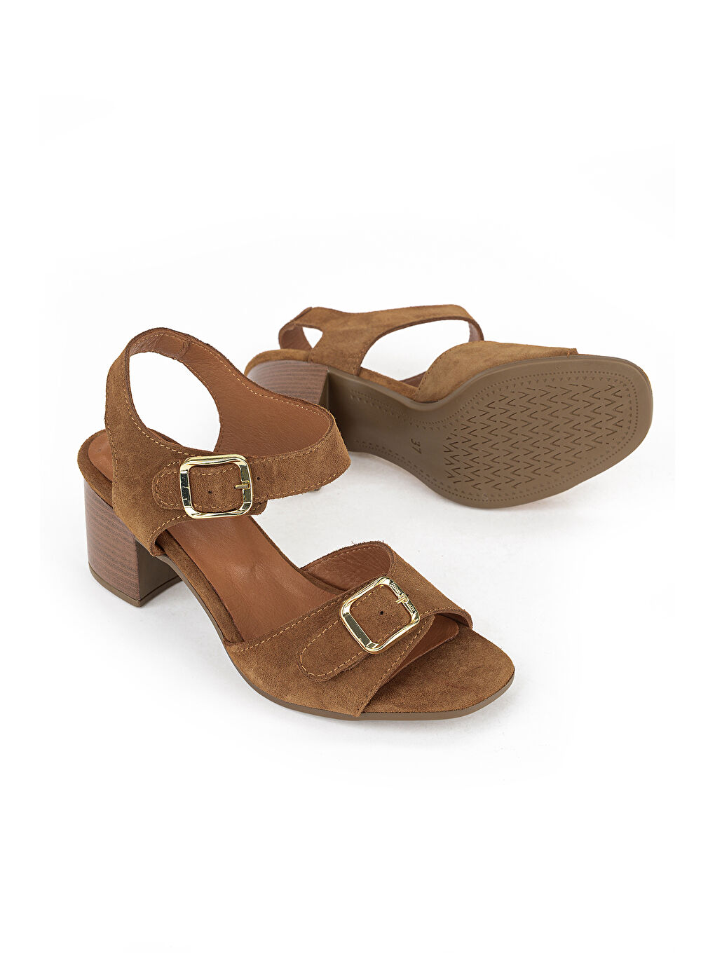 Kahverengi Kadın Hakiki Deri Topuklu Sandalet 1611050Z8416 Taba-3