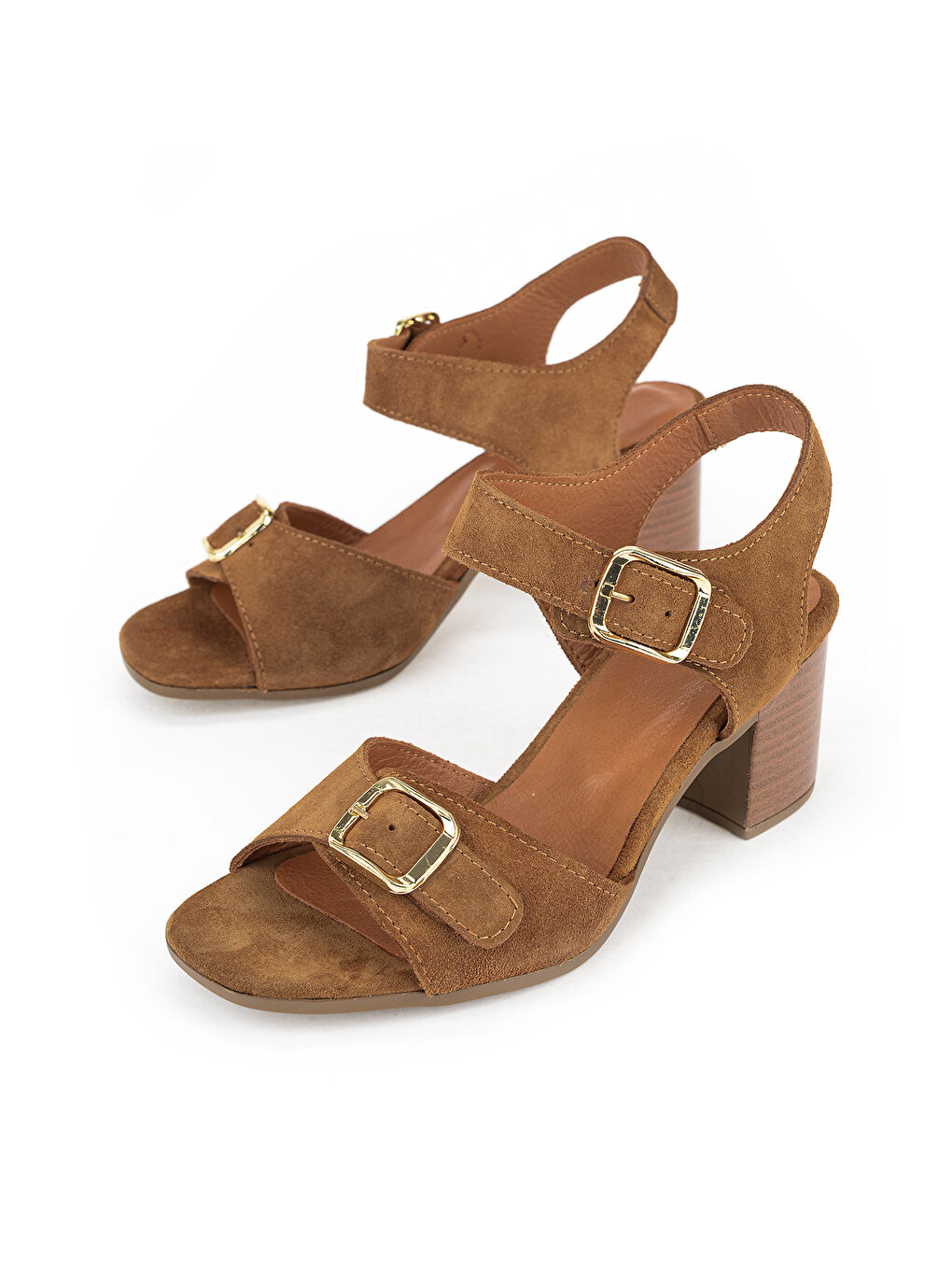 Kahverengi Kadın Hakiki Deri Topuklu Sandalet 1611050Z8416 Taba-4