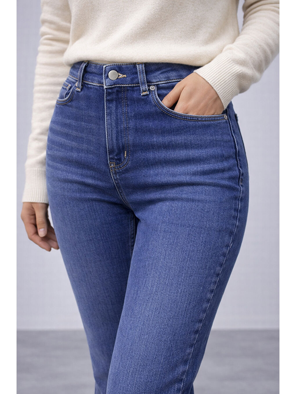 İspanyol Paça Lacivert Jean-2