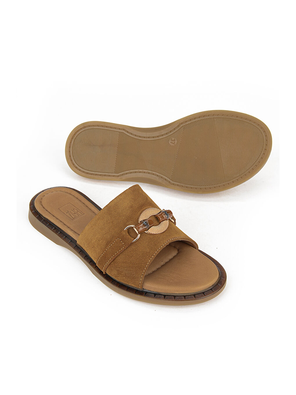 Kahverengi Kadın Hakiki Deri Terlik 1611047Z26672 Taba-3