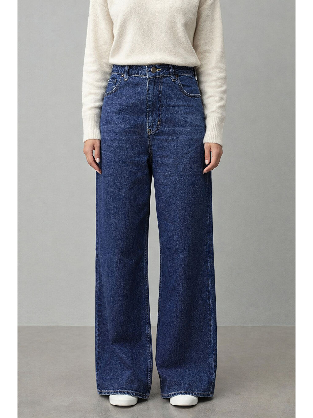 Lacivert Geniş Model Kadın Jean