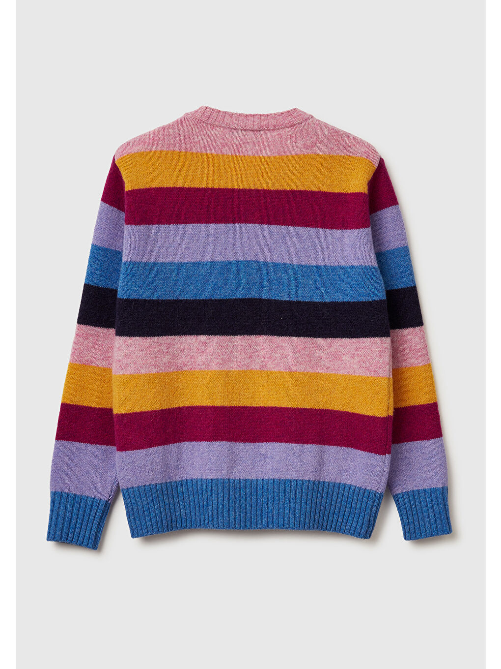 Karışık Kadın Çok Renkli %100 Yün Çizgili Shetland Hırka-3