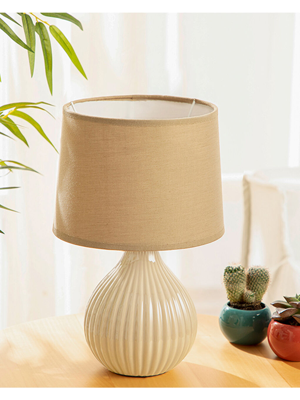 Ekru Alvin Seramik Abajur Krem-1