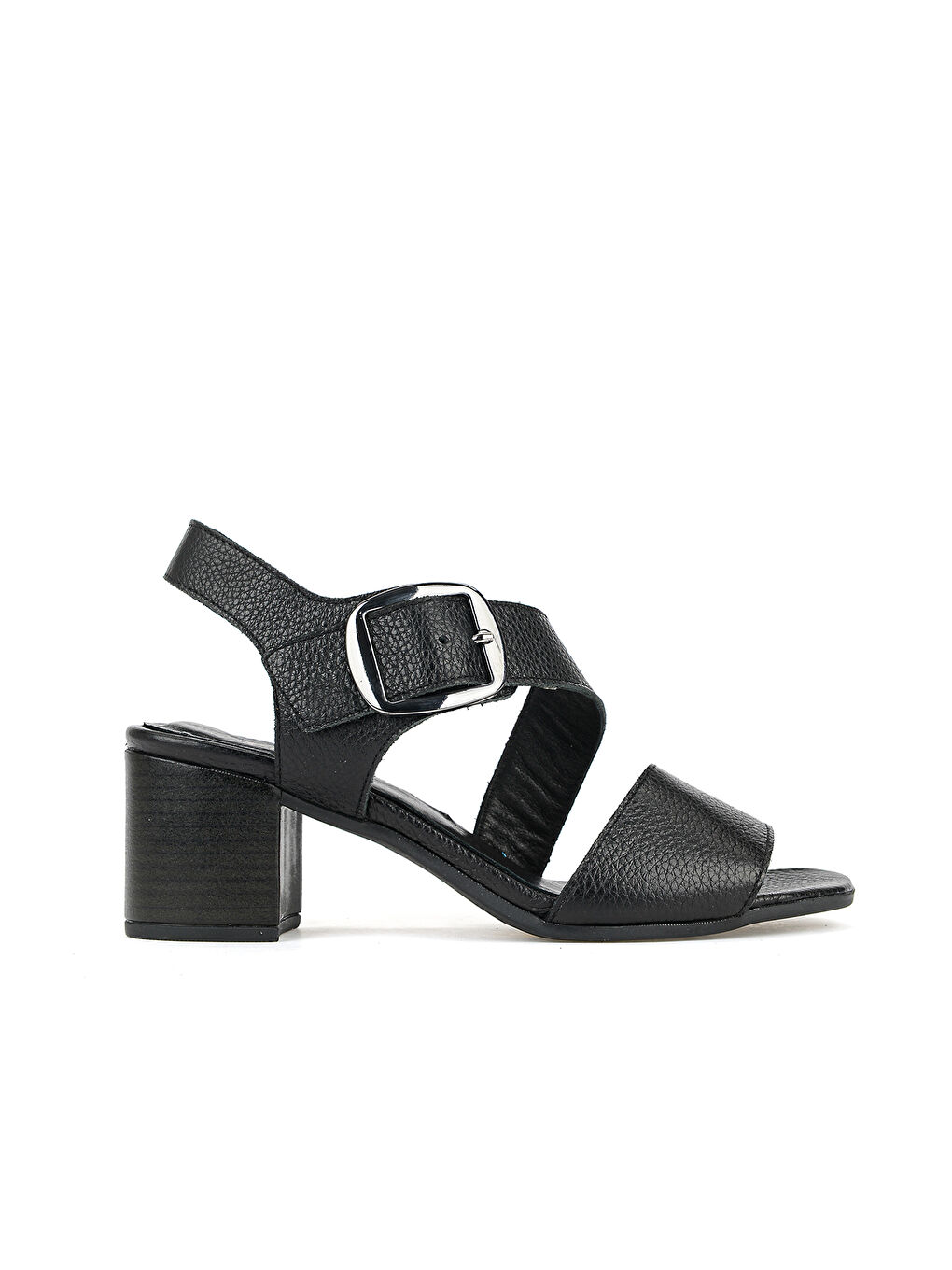 Kadın Hakiki Deri Topuklu Sandalet 1611050Z8415 Siyah