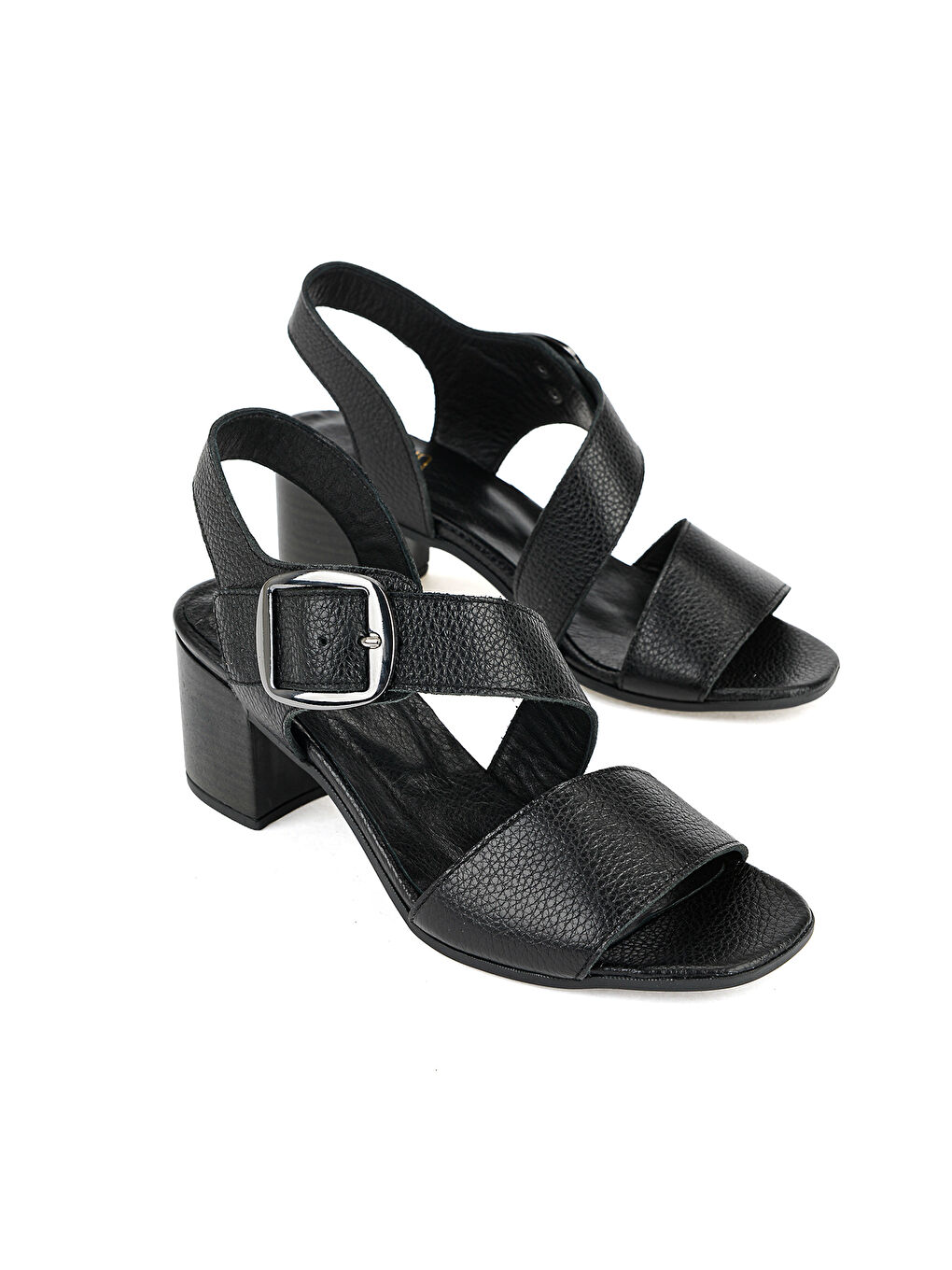 Kadın Hakiki Deri Topuklu Sandalet 1611050Z8415 Siyah-1