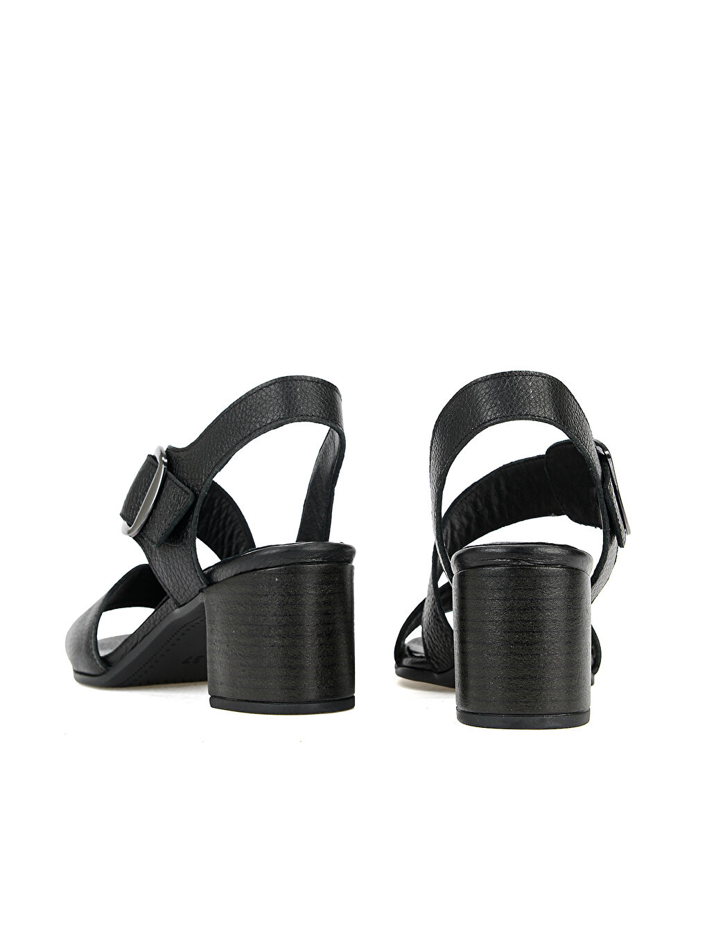 Kadın Hakiki Deri Topuklu Sandalet 1611050Z8415 Siyah-2