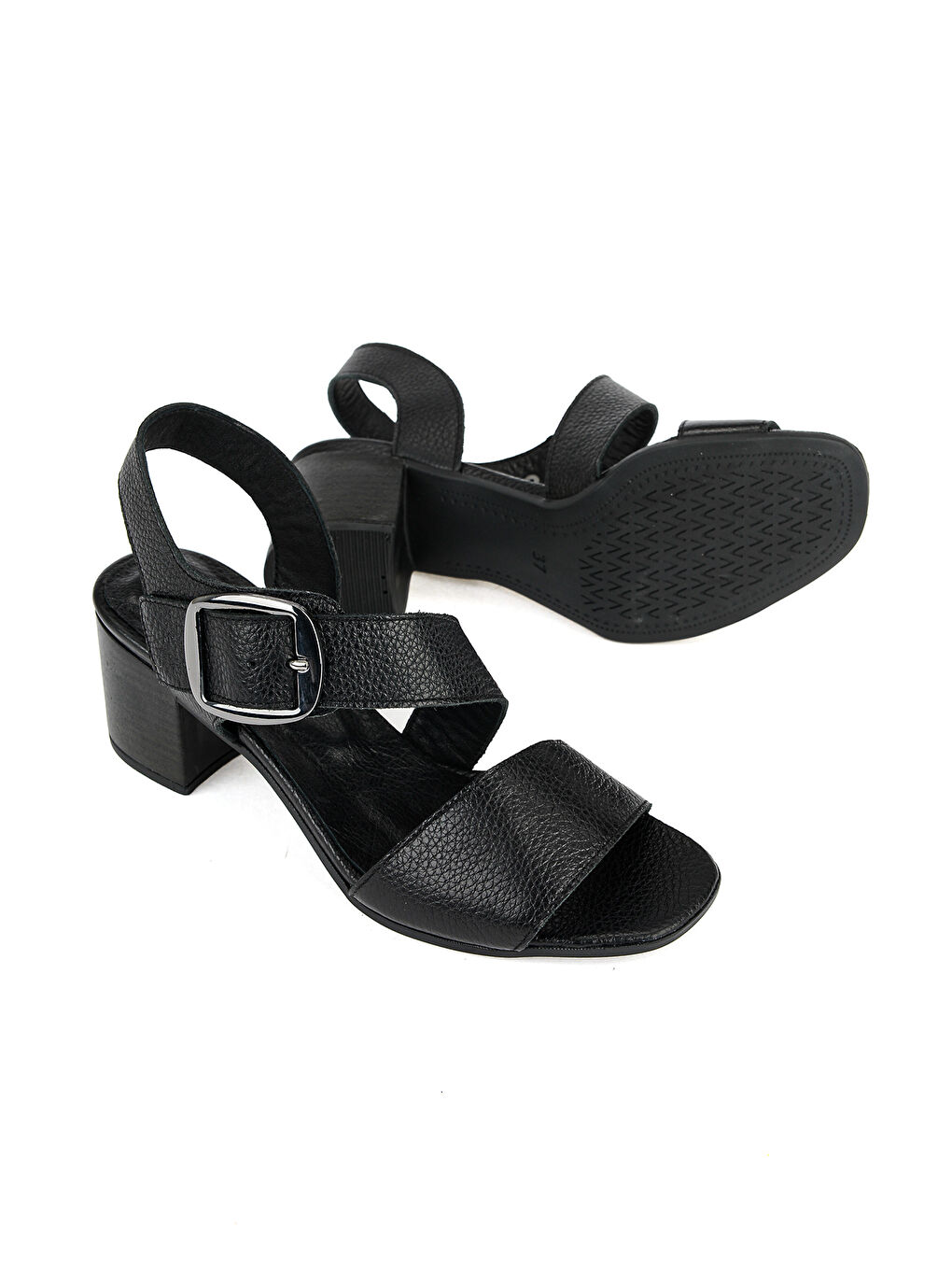 Kadın Hakiki Deri Topuklu Sandalet 1611050Z8415 Siyah-3