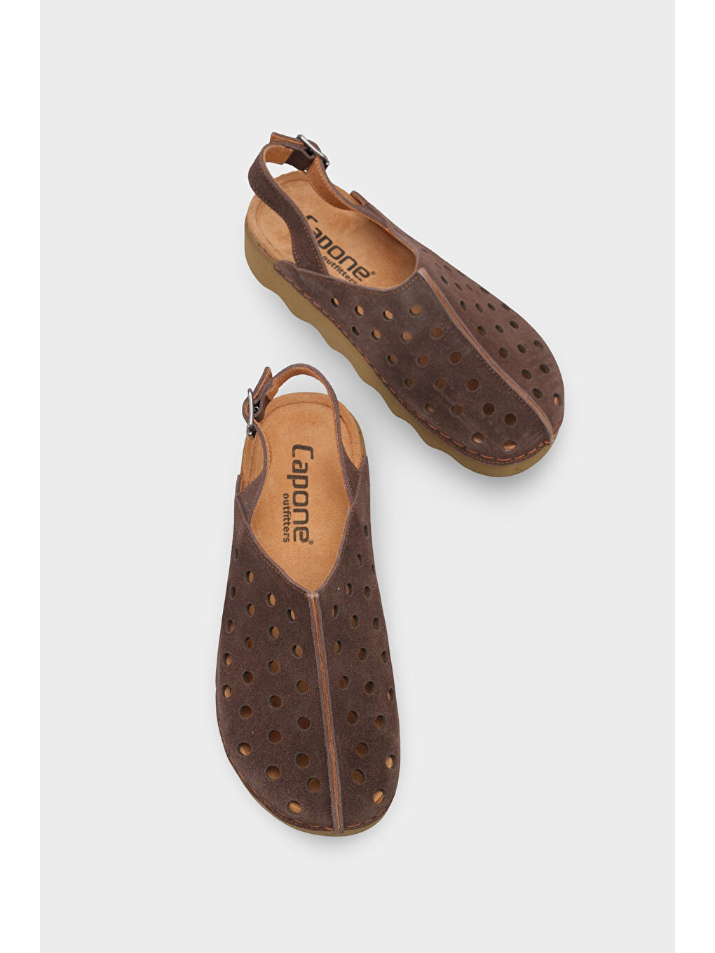 Kahverengi Meghan Hakiki Deri Soft Konfor Kadın Sandalet-5