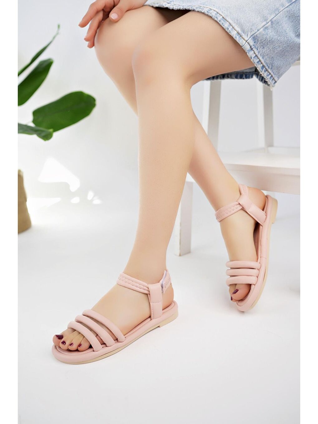 Pembe EMMA Cırtlı Kadın Sandalet Hafif Yazlık Ayakkabı Anatomik Taban