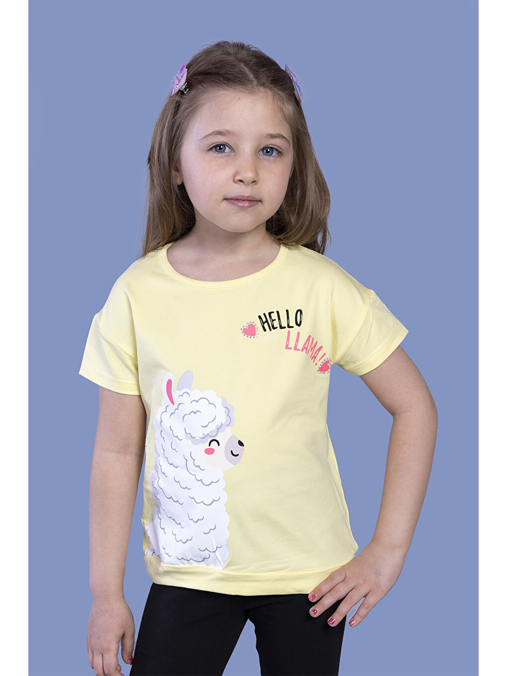 Sarı Kız Çocuk Kuzu Baskılı Tişört