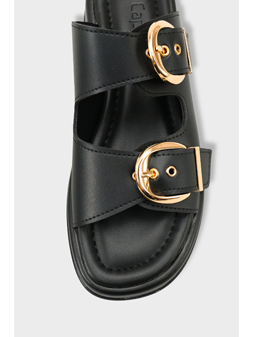 Siyah Vivien Dolgu Topuklu Çift Bantlı Tokalı Kadın Terlik-2