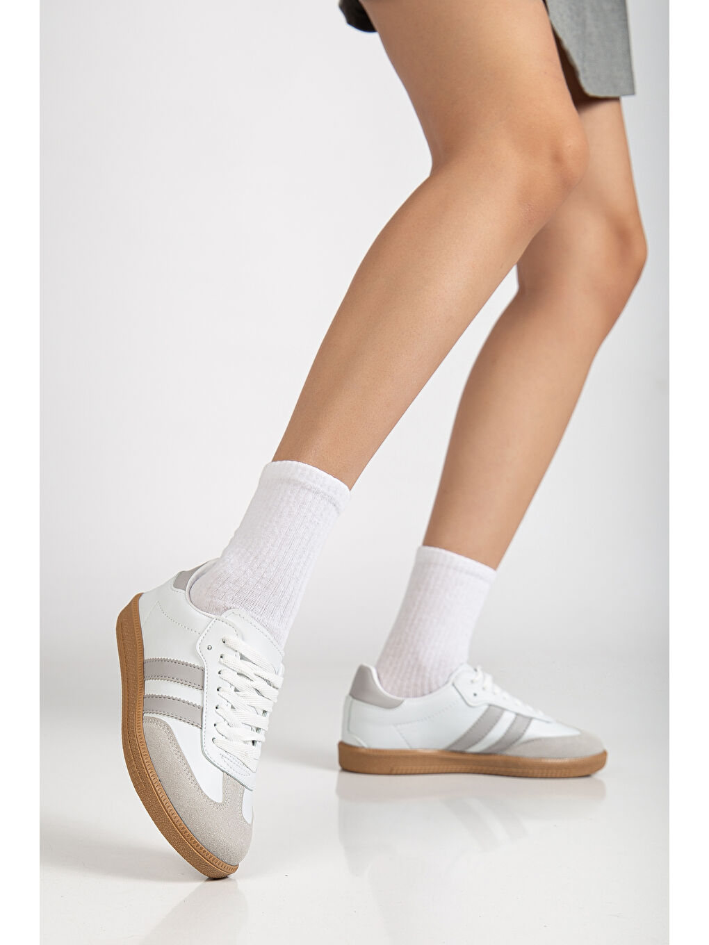 Gri Sanbo Günlük Ortopedik Kadın Sneaker Spor Ayakkabı-3