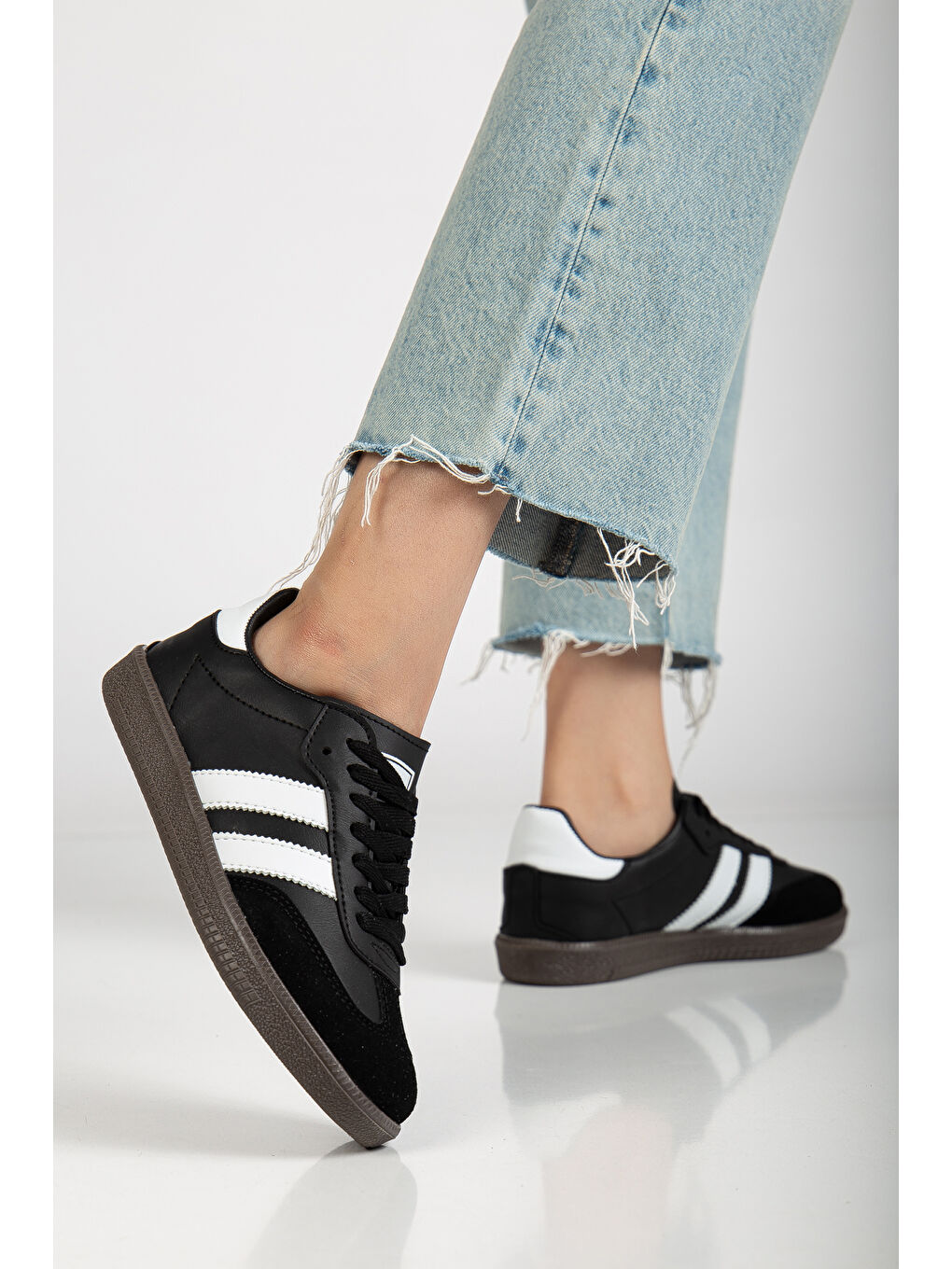 Siyah Sanbo Günlük Ortopedik Kadın Sneaker Spor Ayakkabı-2