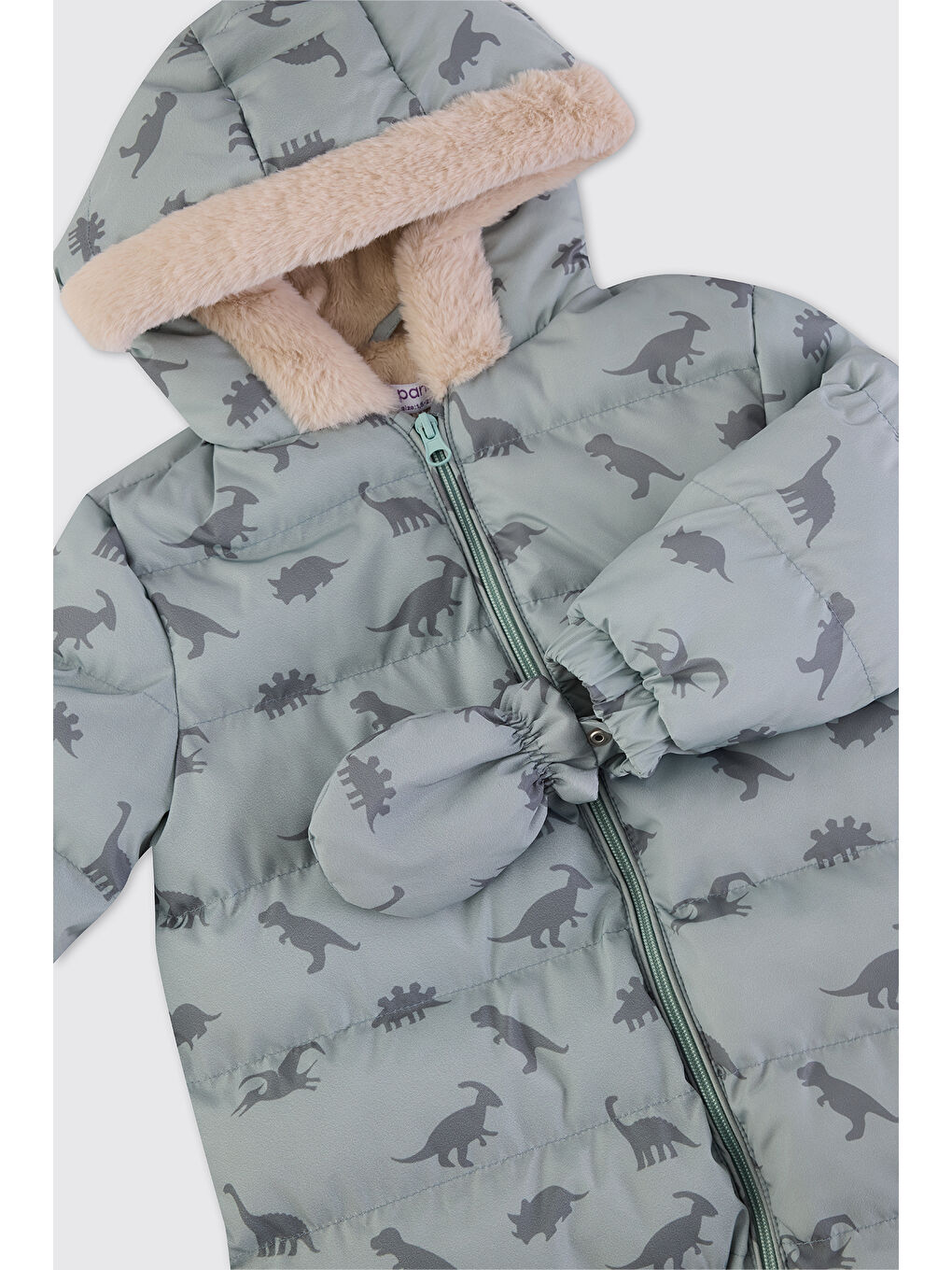 Erkek Bebek Dinozor Desenli Yeşil Kozmonot-2