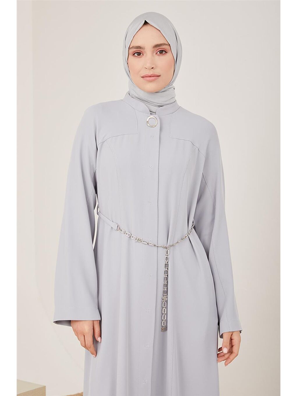 Gri Logolu Kemerli Kup Detaylı Pardesü 23Y8309-2