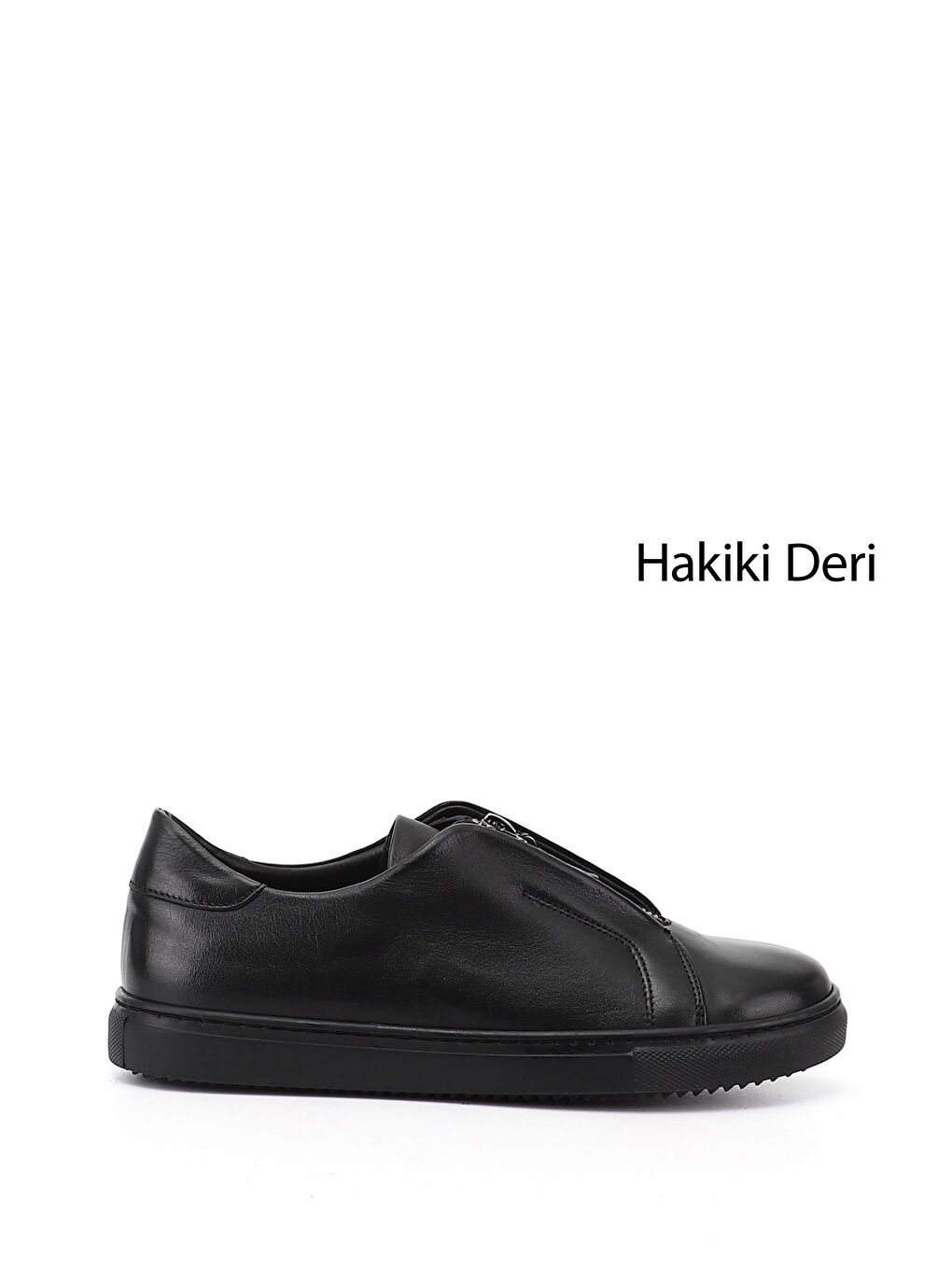 Siyah Kadın SİYAH Fermuarlı Termo Taban Hakiki Deri Sneaker